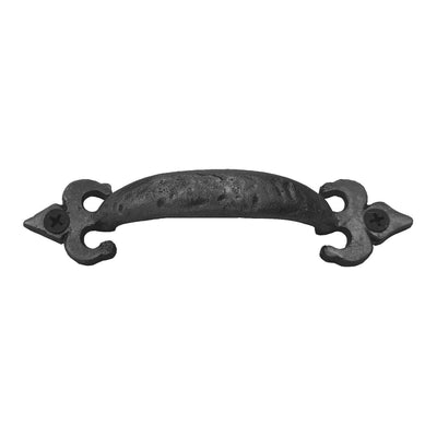 Cast Iron Fleur Handle Blk 