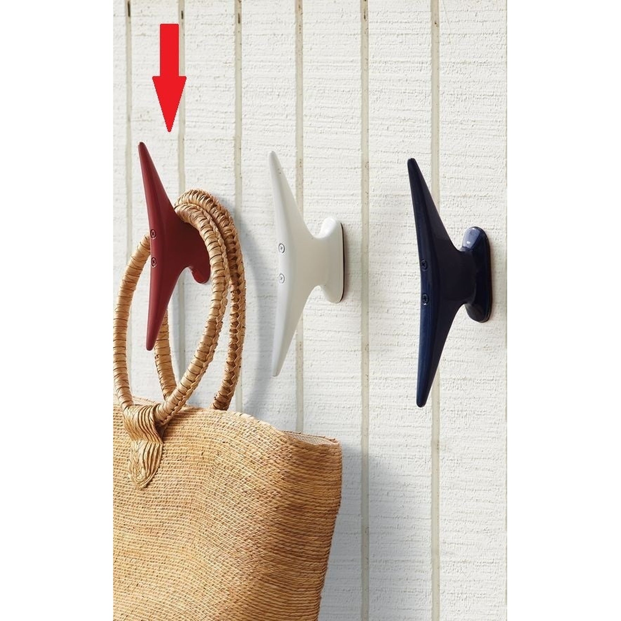 Nautical Cleat Hook, Red Finish 