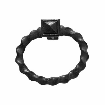 Twisted Ring Pull, Rustic Black, Iron, Last Chance 