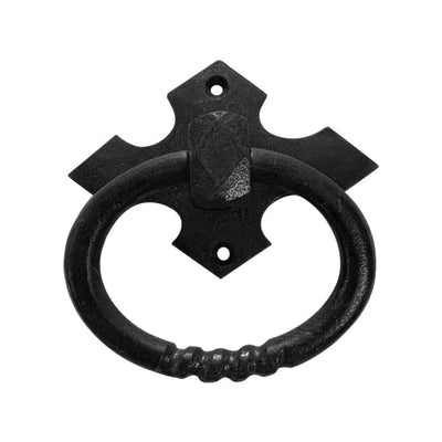 Medieval Ring Pull Door Knocker, Iron, Rustic Blac 