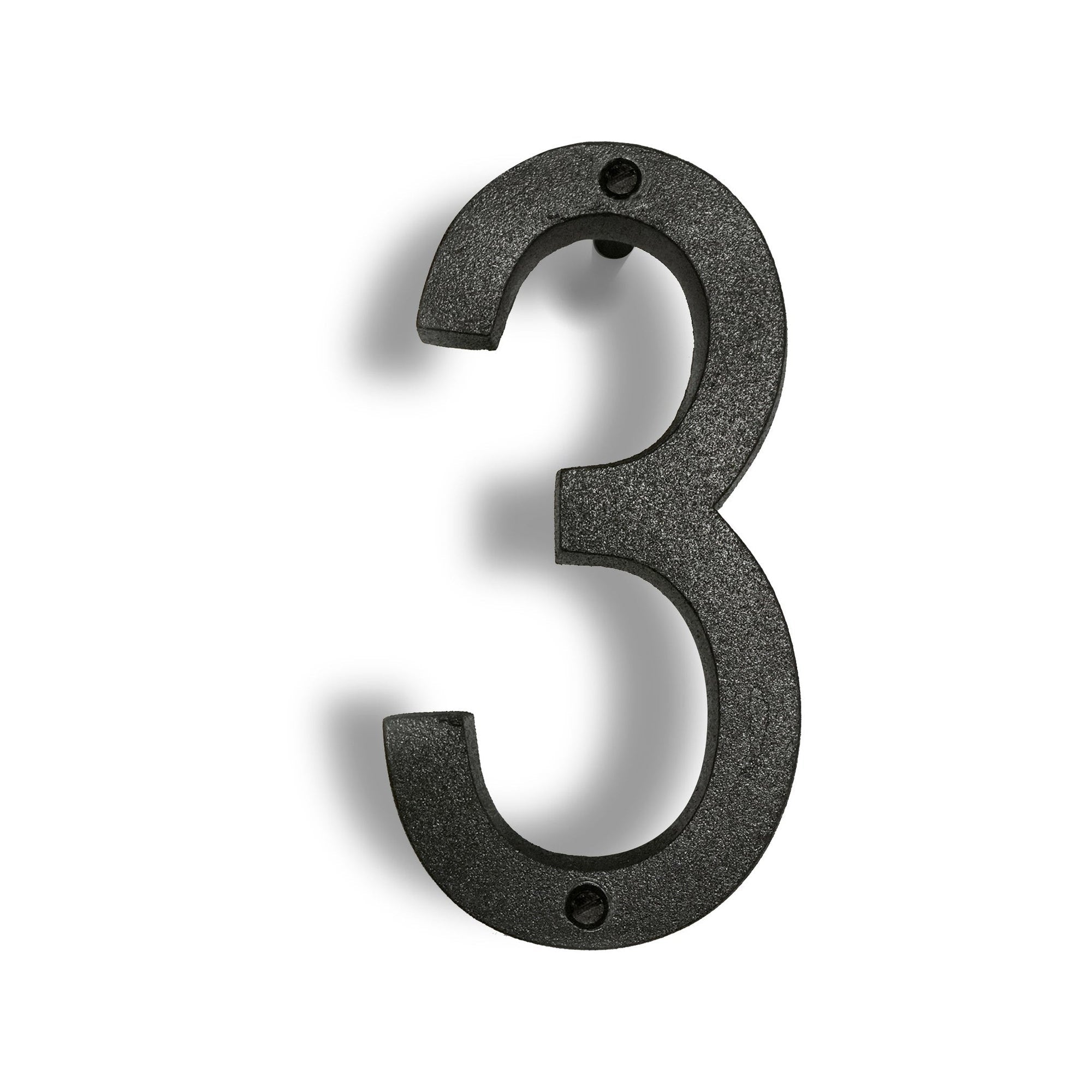 Colonial Wrought Iron Floating Number, 6.5 in, BLK, # 3 
