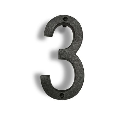 Colonial Wrought Iron Floating Number, 6.5 in, BLK, # 3 