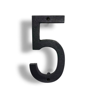 Colonial Wrought Iron Floating Number, 6.5 in, BLK, # 5 