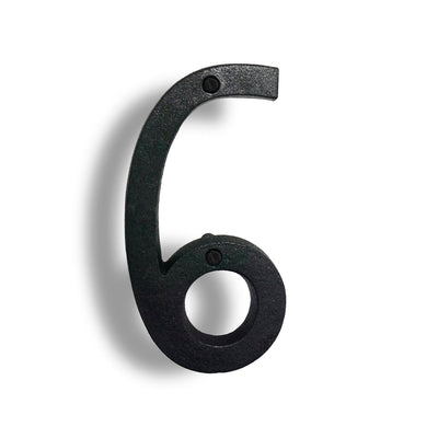 Colonial Wrought Iron Floating Number, 6.5 in, BLK, # 6 