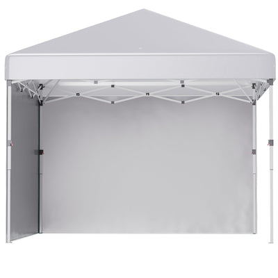 Outsunny Pop Up Canopy 10'x10' with Sidewalls & Roller Bag, Height Adjustable, White - Instant Shade for Outdoor, Garden, Patio 