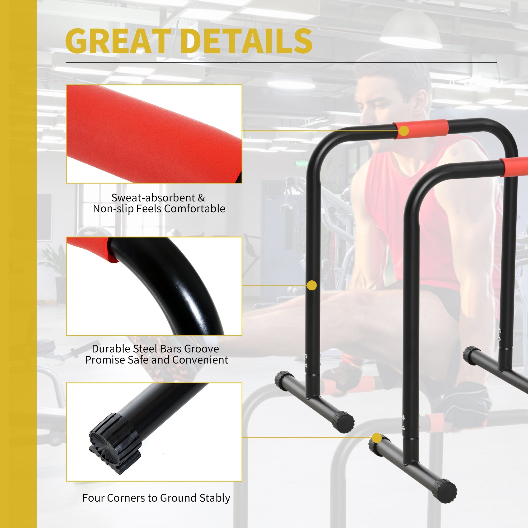 Soozier Push Up Stand Handle Gym Bar Workout Training Exercise Home Fitness Portable Dip Bars Strength 