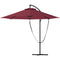 Outsunny 9.5' Cantilever Umbrella with Wind Protection Strap and Cover, Hanging Umbrella with Crank and Cross Base, UPF 50+, Red