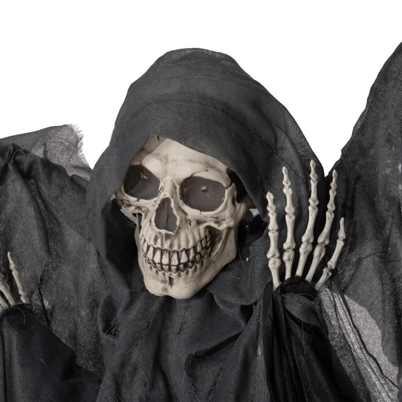 HOMCOM 6.4' Life-Size Winged Grim Reaper – Animated Halloween Decoration, Light-Up Eyes 