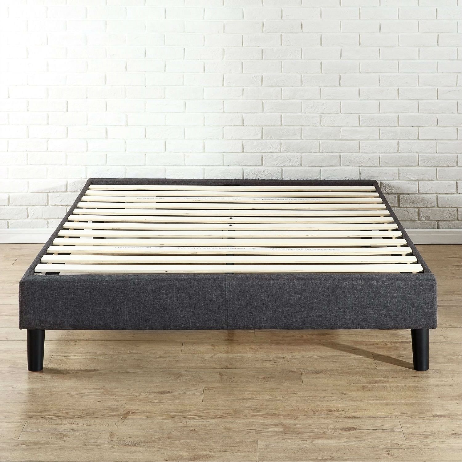 King size Modern Grey Upholstered Padded Platform Bed Fame - Free Shipping