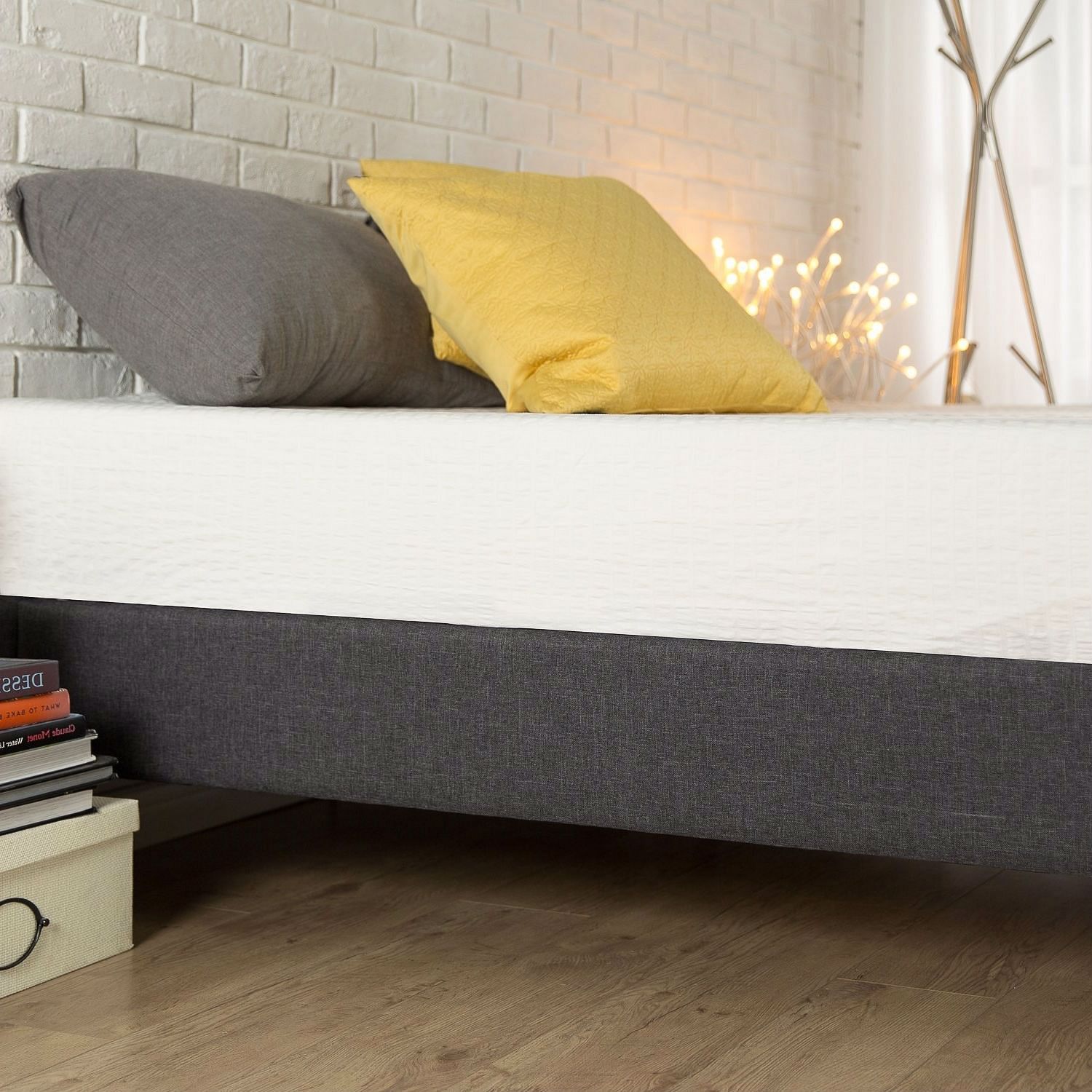 King size Modern Grey Upholstered Padded Platform Bed Fame - Free Shipping