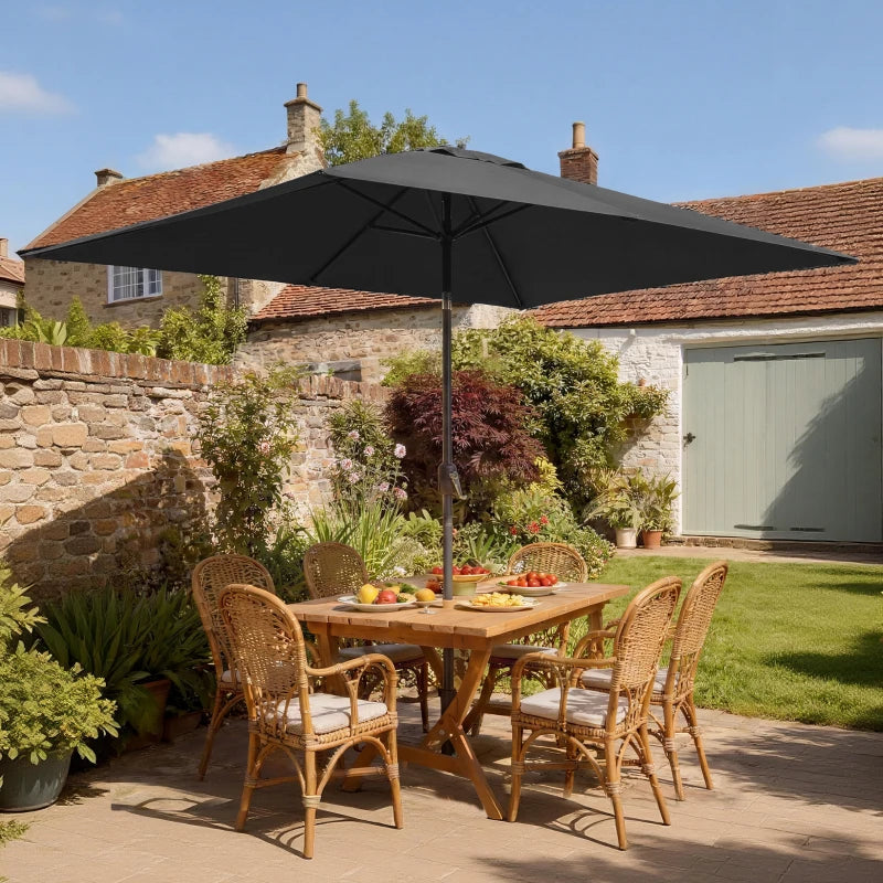 6.5x10ft Patio Umbrella, Rectangle Market Umbrella, Black