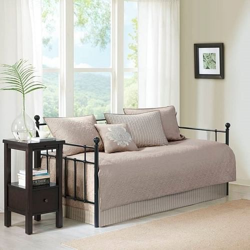 Khaki Microfiber 6 Piece Reversible Daybed Cover Set - Free Shipping