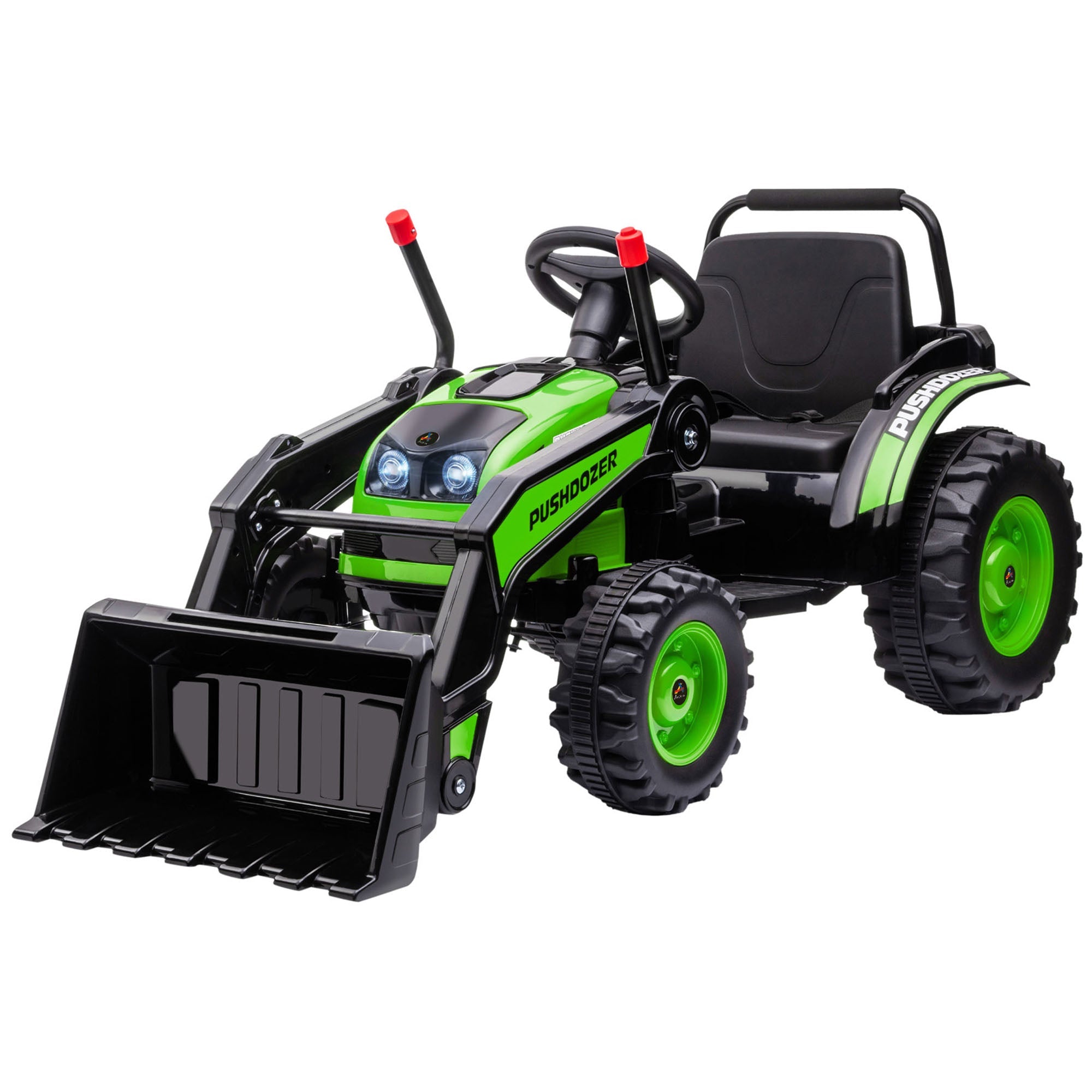 Aosom Kids Tractor 6V Battery Powered Digger Ride On Excavator Music Headlight Moving Forward Backward Green 
