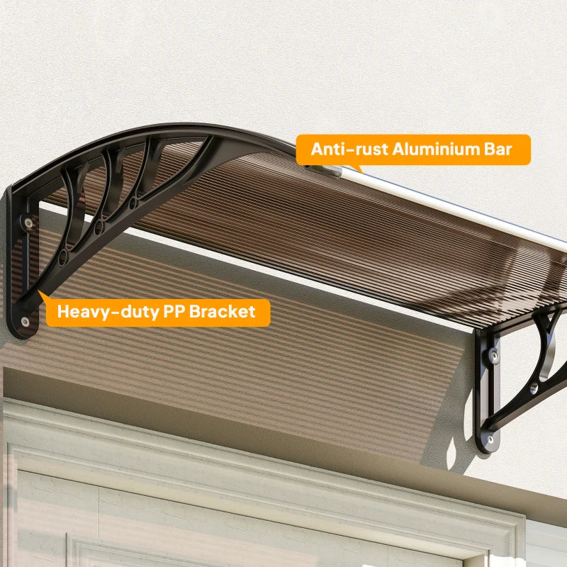 Window Awning Door Canopy, Polycarbonate Cover Patio Awnings, 30" x 50", Brown