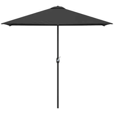 Outsunny 8ft Half Round Patio Umbrella Balcony Sun Shade Outdoor Parasol Garden Window Canopy 5 Ribs 