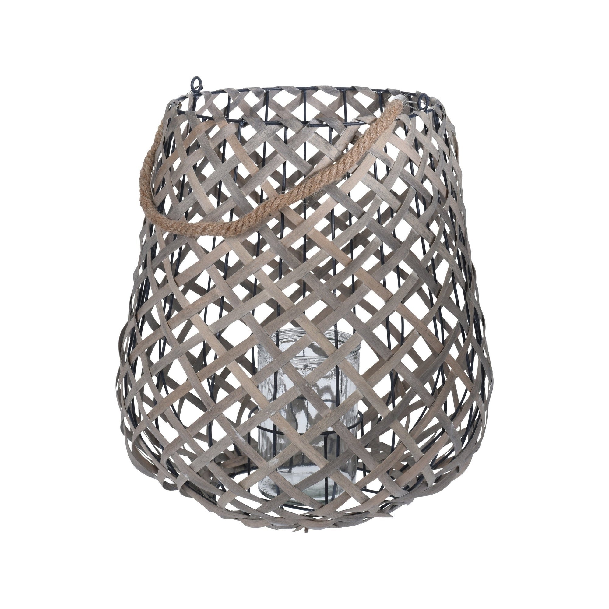 Rhett Lantern Wood With Glass Holder, LC 