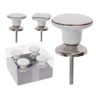 Knob Set For Drawers, Ceramics, Set of 4, 2 Ass. Shapes 