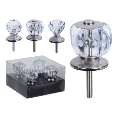 Knob Set For Drawers, PP, Set of 4, 3 Ass. Designs 