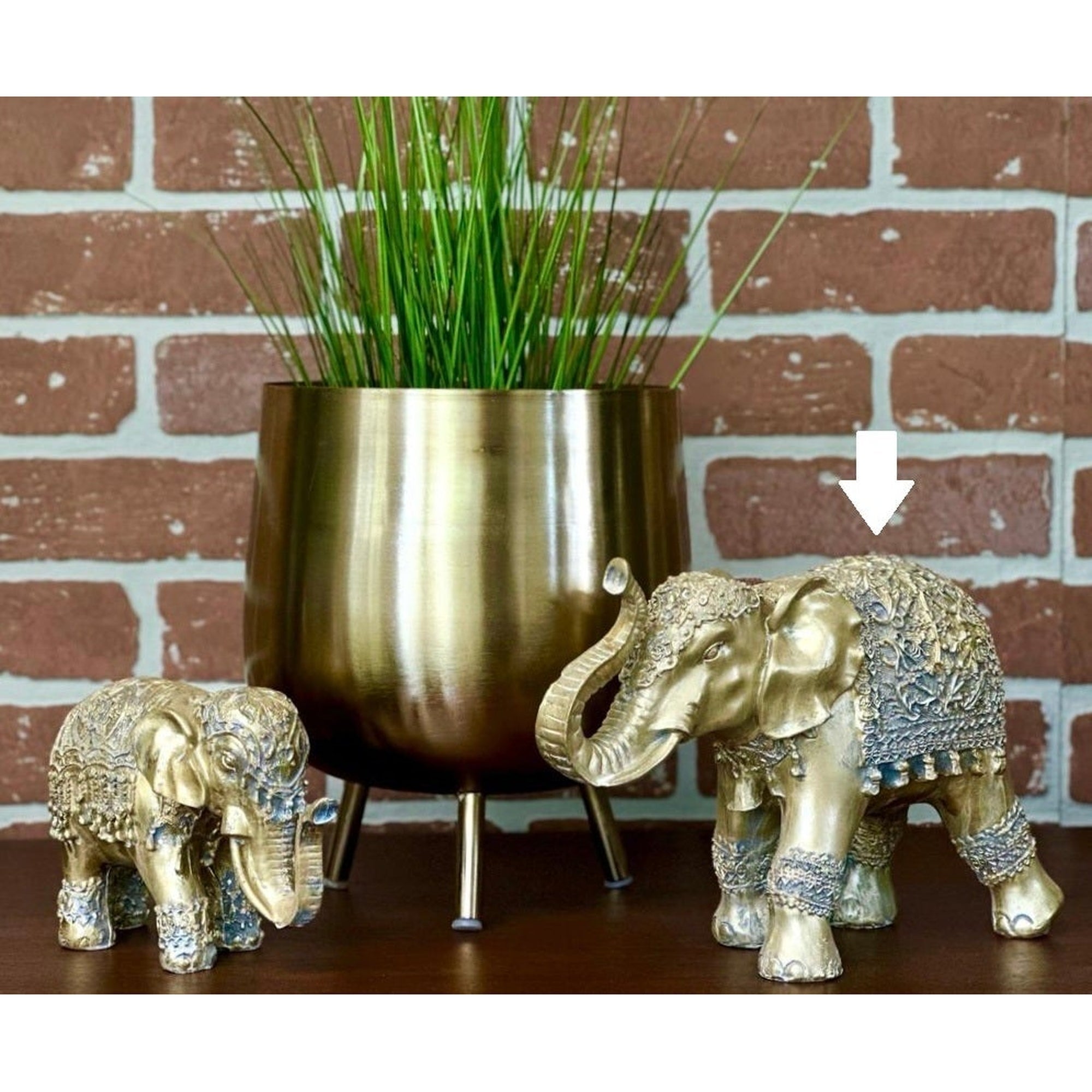 Elephant Polystone Gold, (YVR Showroom) (KI-2782-2) 