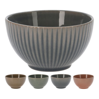 Bowl With Embossed Stripe Design, 600Ml, 4 Ass. 