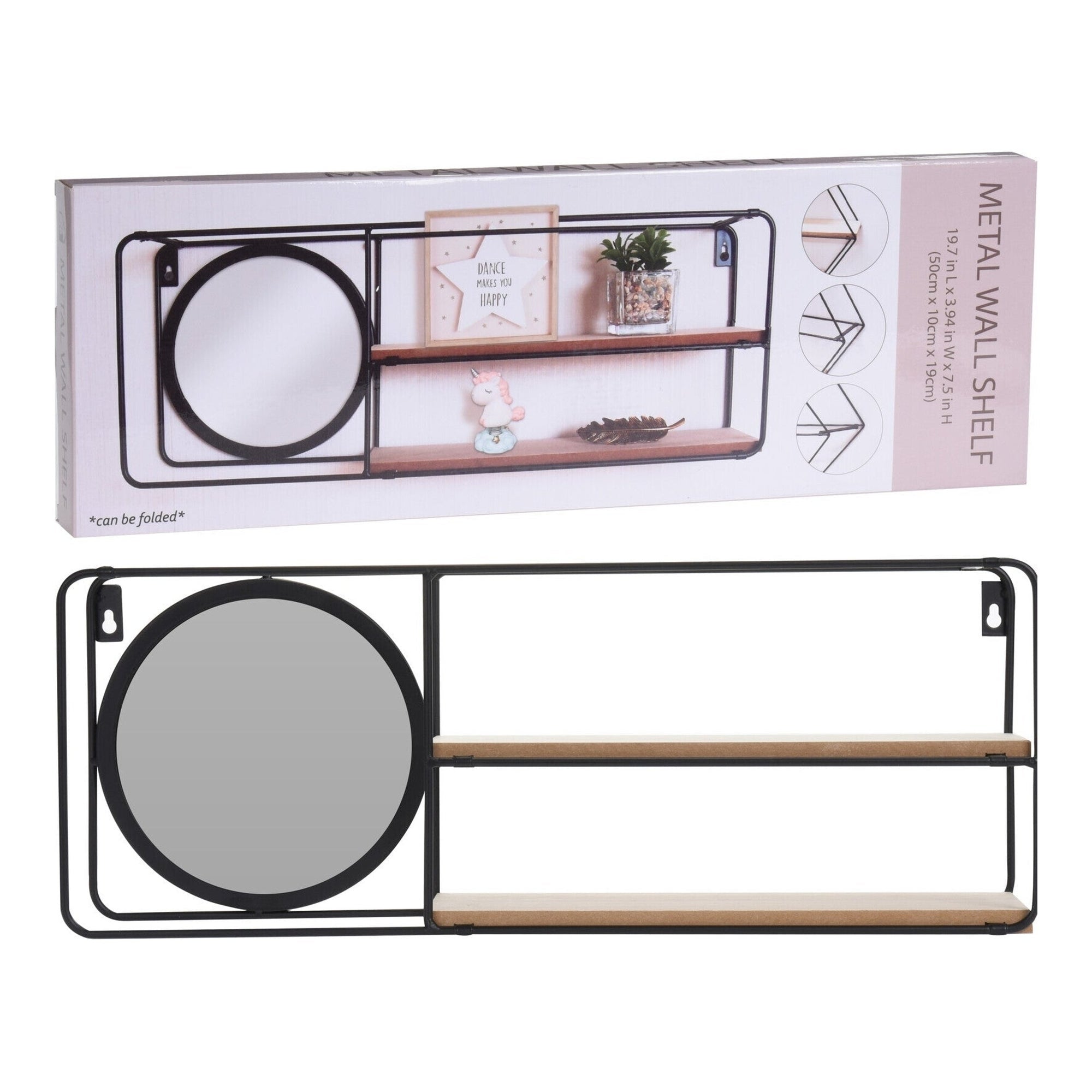 Wall Rack Metal With 2 Mdf Shelves, Max. Load 5Kg 