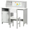 Qaba 2Pcs Kids Desk Chair Set with Whiteboard Storage Shelves Study Furniture Grey