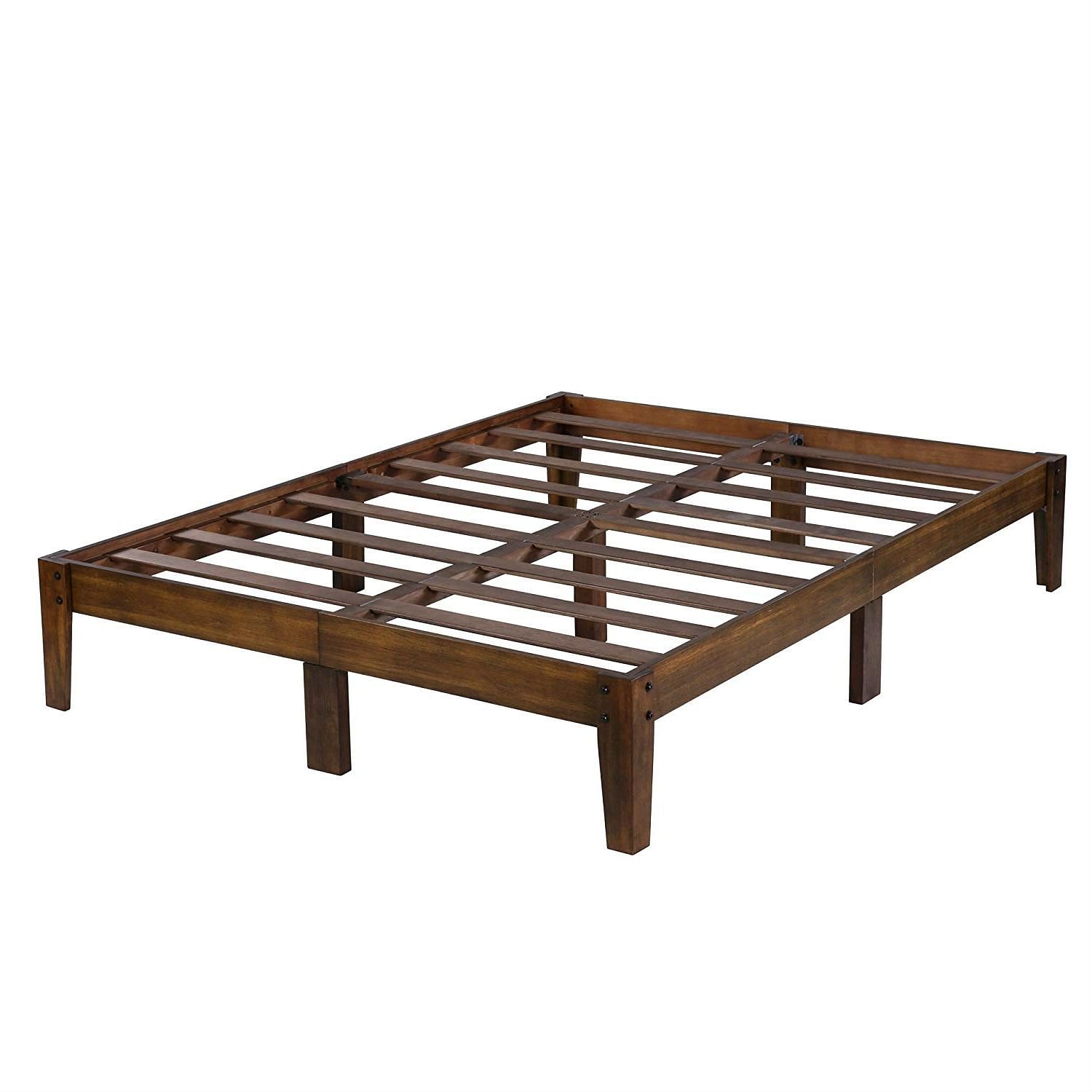 King size Solid Wood Platform Bed Frame in Brown Natural Finish - Free Shipping 