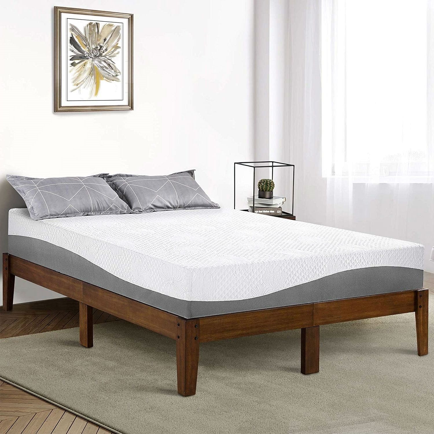 King size Solid Wood Platform Bed Frame in Brown Natural Finish - Free Shipping 