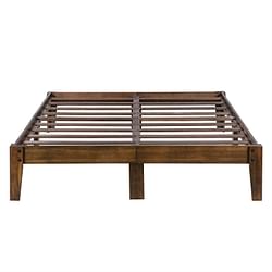 King size Solid Wood Platform Bed Frame in Brown Natural Finish - Free Shipping 