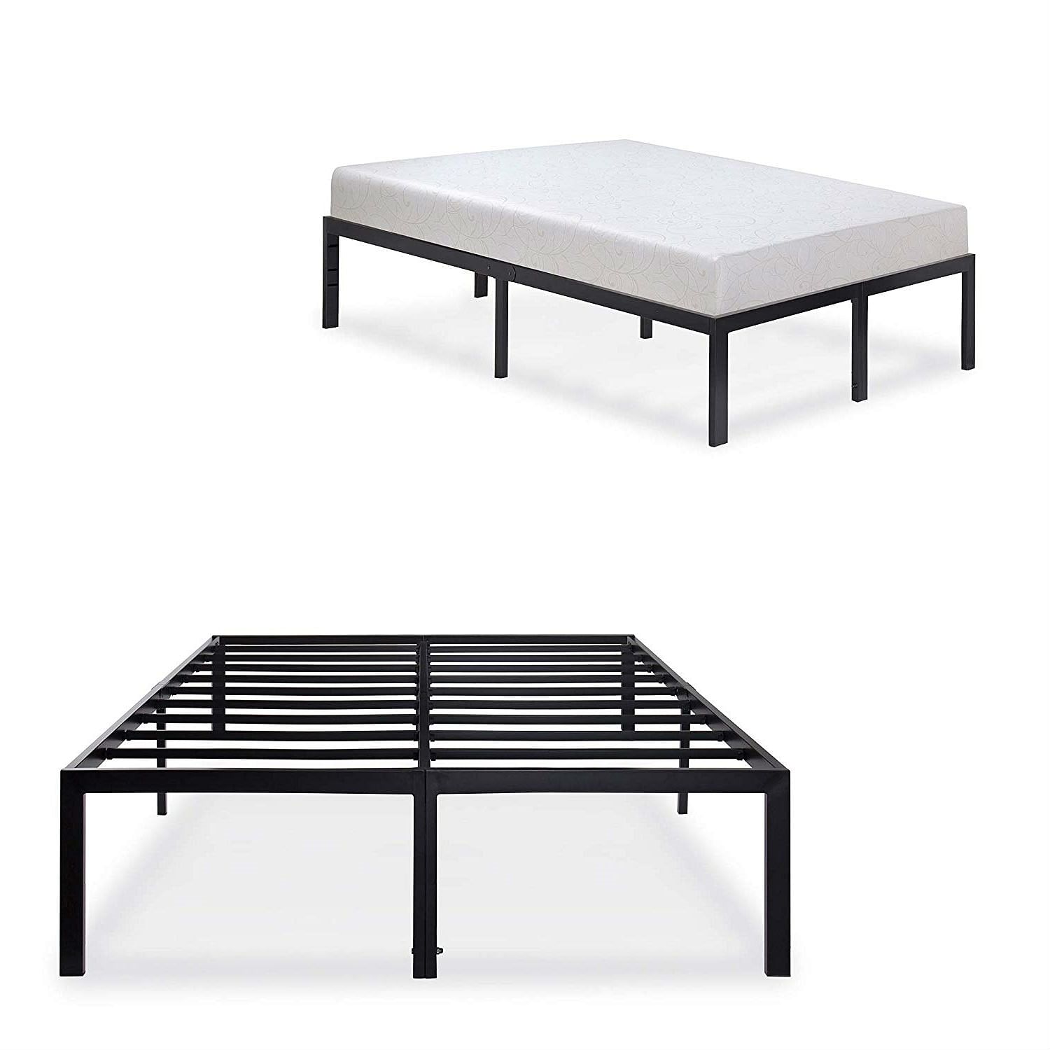 King 18-inch High Rise Heavy Duty Black Metal Platform Bed Frame - Free Shipping