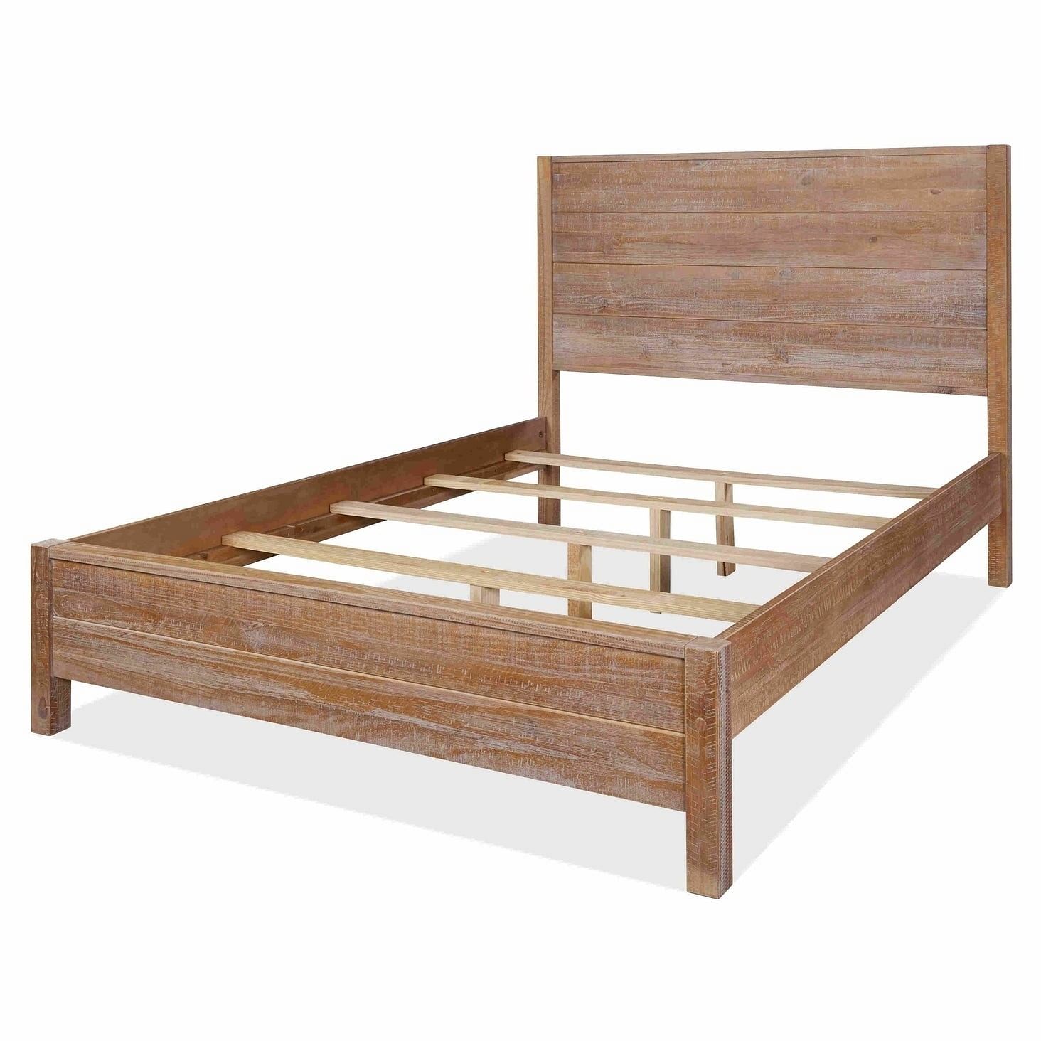 FarmHome Rustic Solid Pine Platform Bed in King Size - Free Shipping