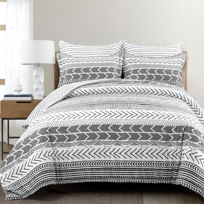 King Size Scandinavian 5 Piece Lightweight Comforter Set Black - Free Shipping 