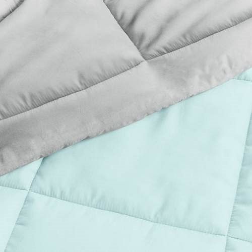King/Cal King 3-Piece Microfiber Reversible Comforter Set Aqua Blue and Grey - Free Shipping 