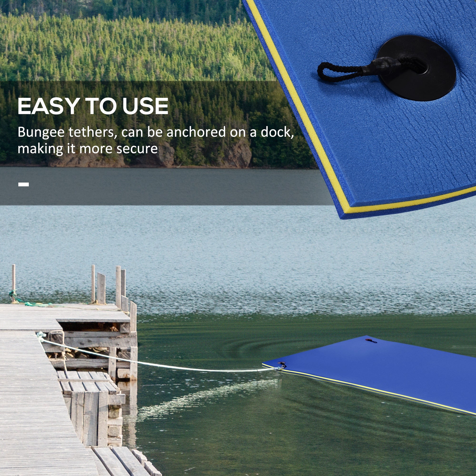 HOMCOM Roll-Up Pool Float Pad for Lakes, Oceans, & Pools, Water Mat for Playing, Relaxing & Recreation, Blue 