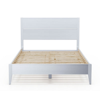 King Size Rustic White Mid Century Slatted Platform Bed - Free Shipping 
