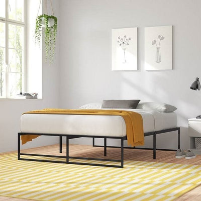 King Size Black Metal Platform Bed Frame with Under-Bed Storage Space - Free Shipping 