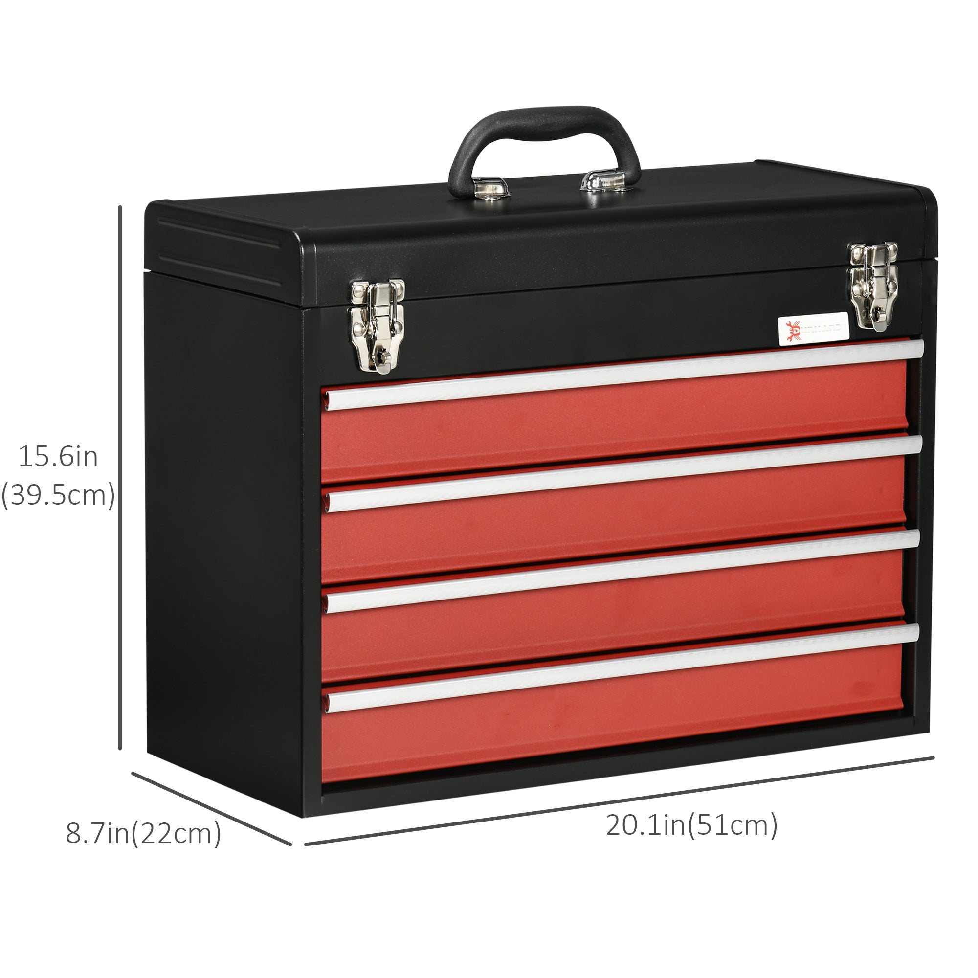 DURHAND Metal Organizer Mastery: Portable Tool Chest with 4 Drawers, Metal Latch Closure for Garage, Household, Warehouse 