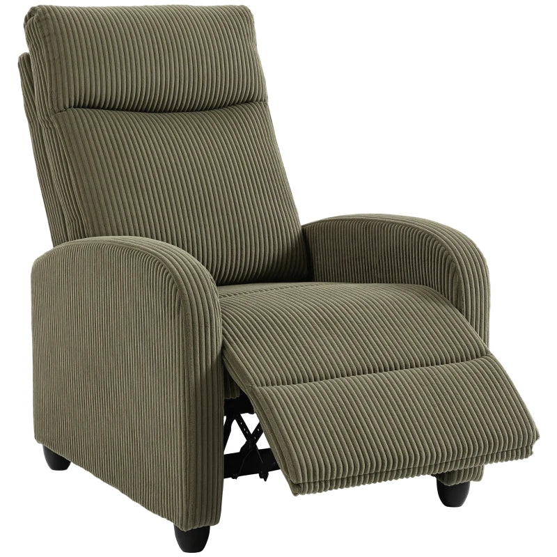 Corduroy Push Back Recliner Chair for Living Room & Home Theater – Manual Reclining Chair