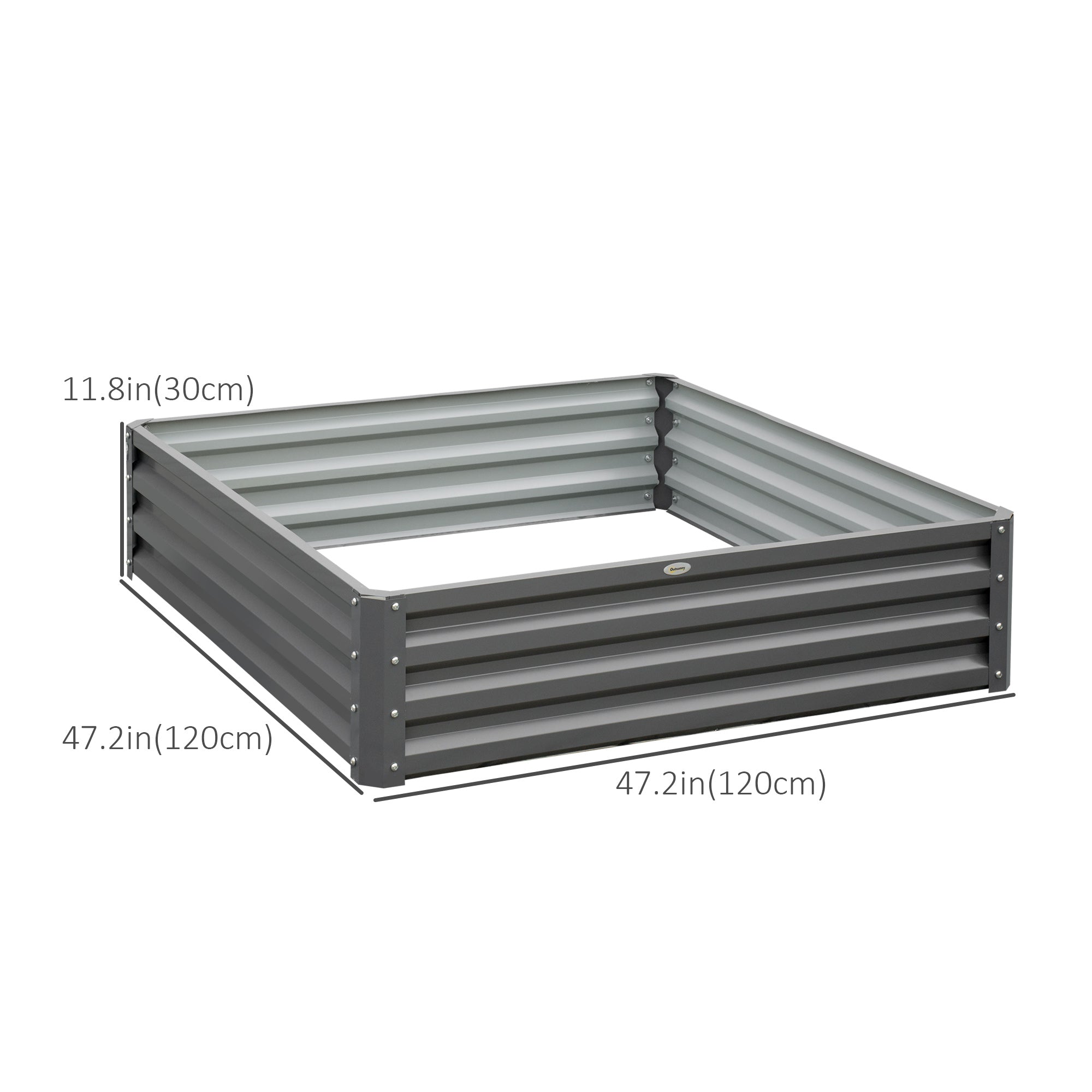 Outsunny 4'x4' Galvanized Steel Raised Bed: For Outdoor Veggies, Flowers & Herbs in Light Grey 