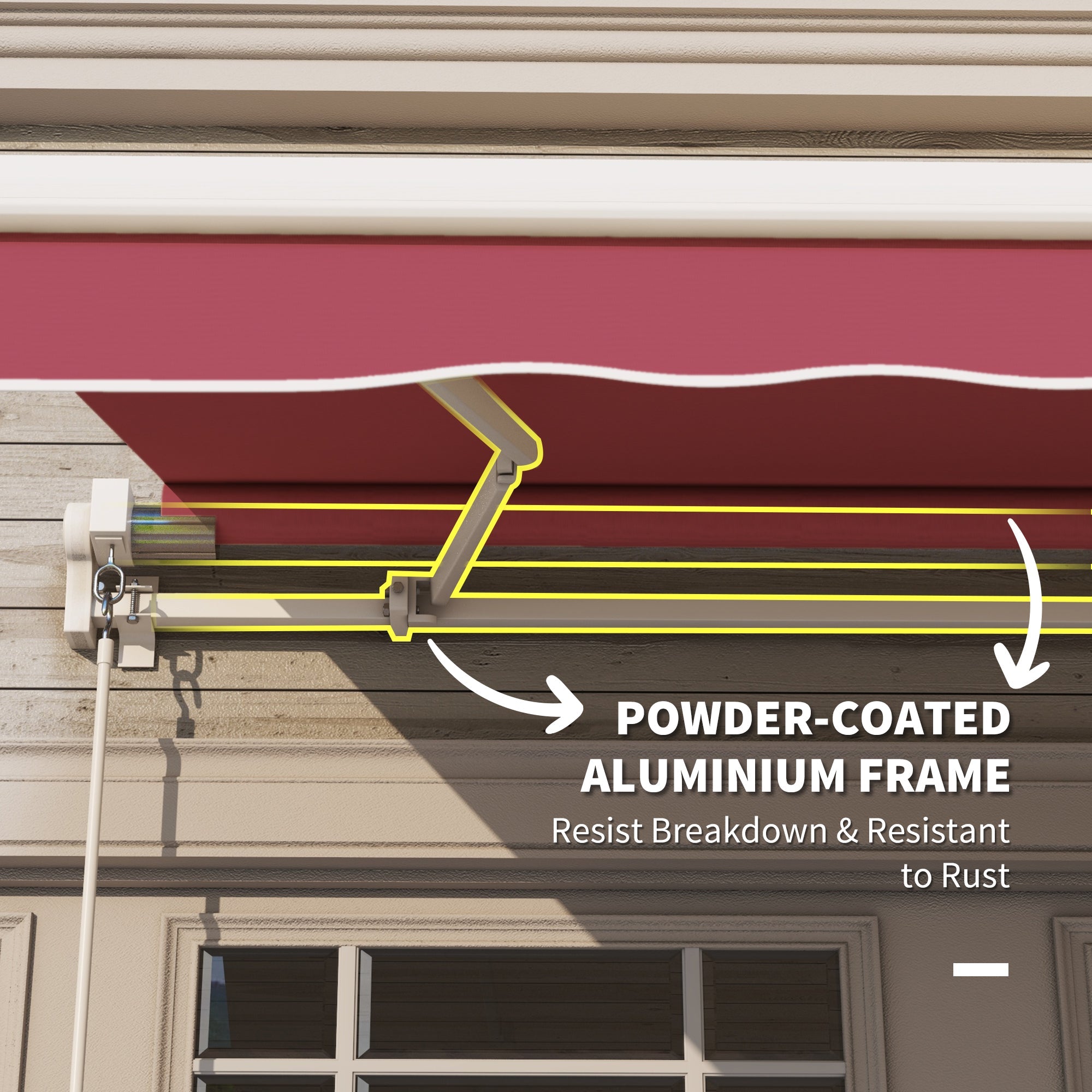 Outsunny Shade Sanctuary: 10x8ft Manual Retractable Patio Awning, Wine Red UV Protection Sun Shade 