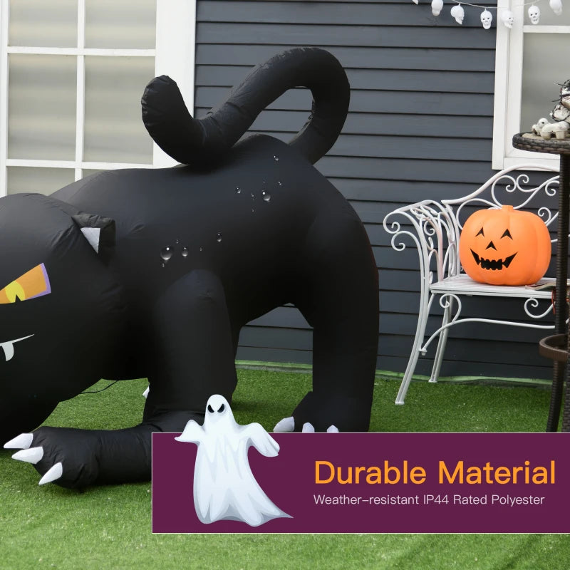 HOMCOM 4ft Tall Inflatable Black Cat – Halloween Airblown Yard Decoration 
