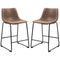 HOMCOM Classic Comfort: Set of 2 Counter Height Bar Stools, PU Leather with Footrest, Brown Hue for Kitchen or Home Bar