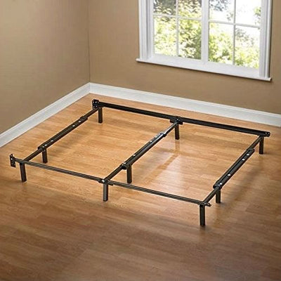 King size 9-Leg Adjustable Metal Bed Frame with Headboard Brackets - Free Shipping 