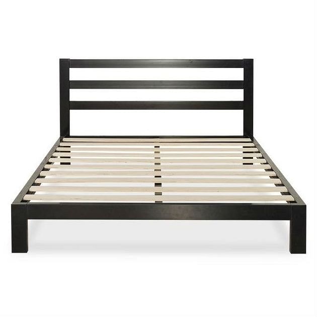 King size Heavy Duty Metal Platform Bed Frame with Headboard and Wood Slats - Free Shipping