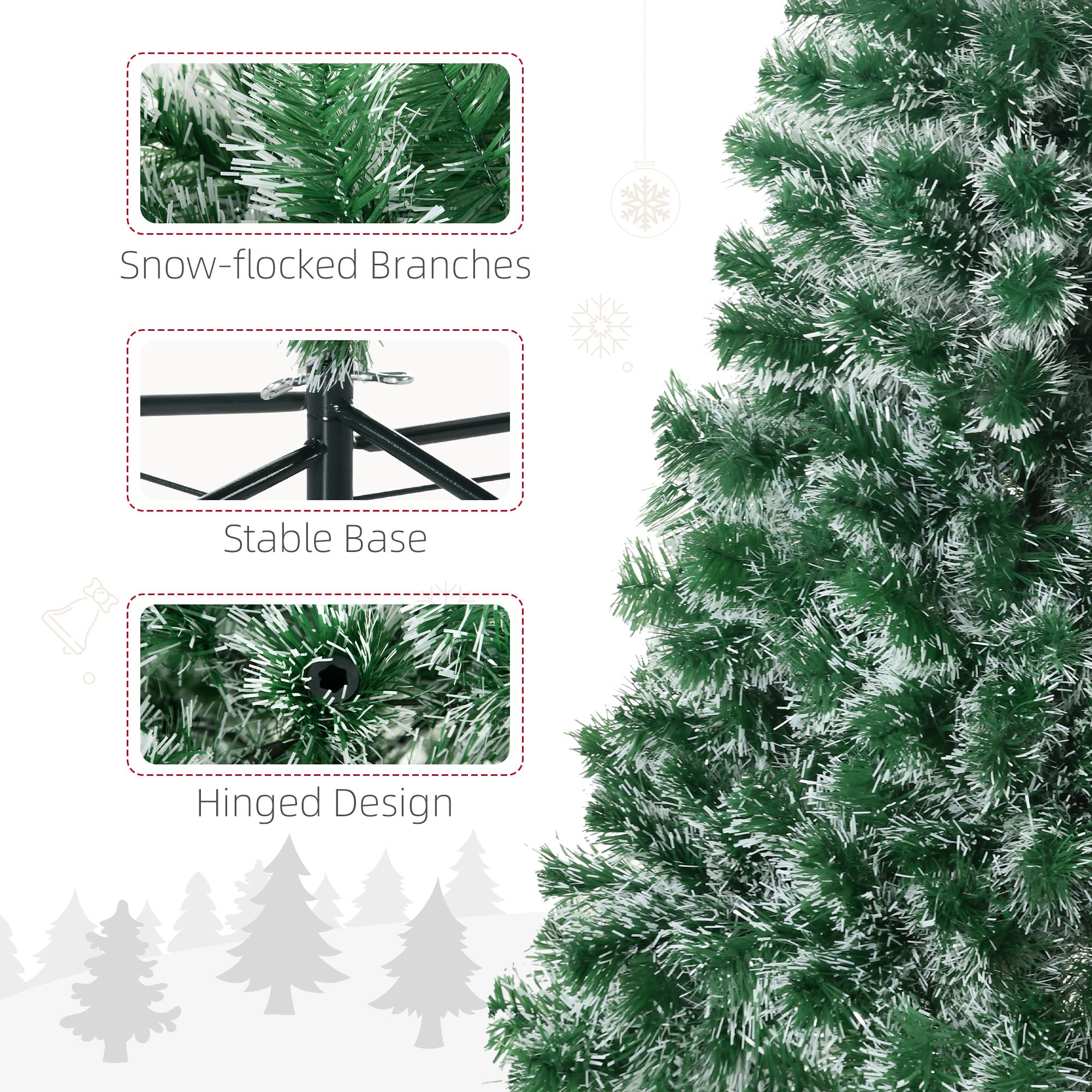HOMCOM 6FT Indoor Christmas Tree Artificial Decoration Xmas Gift with Metal Stand 375 Tips 