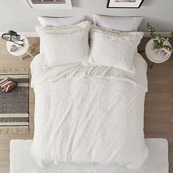 King/CAL King Reversible Soft Sherpa Faux Fur 3-Piece Comforter Set in Ivory - Free Shipping 