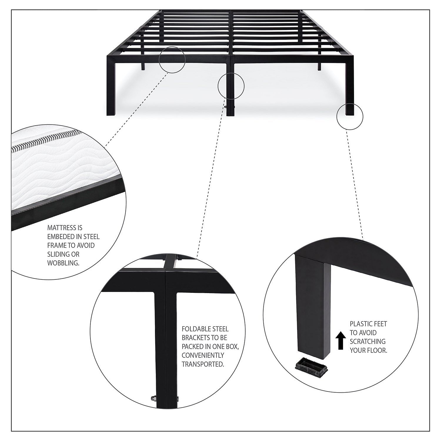 King size Sturdy Metal Platform Bed Frame - Holds up to 2,200 lbs - Free Shipping