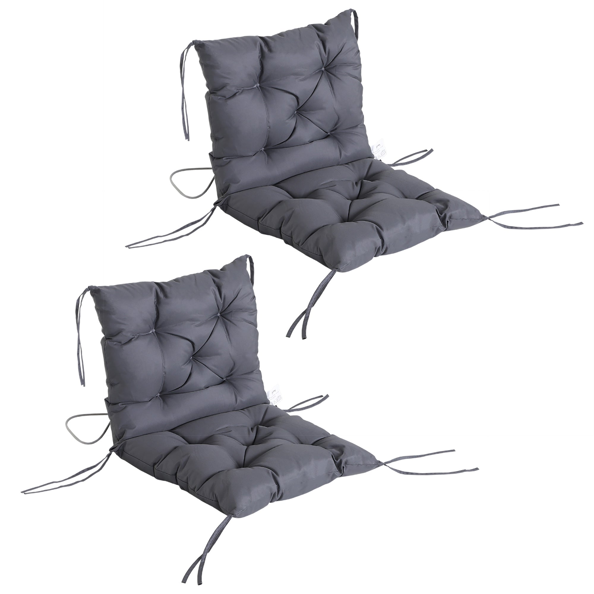 Outsunny Set of 2 Comfortable Garden Chair Cushions with Backrest for Sunbeds Rocking Chairs Loungers 