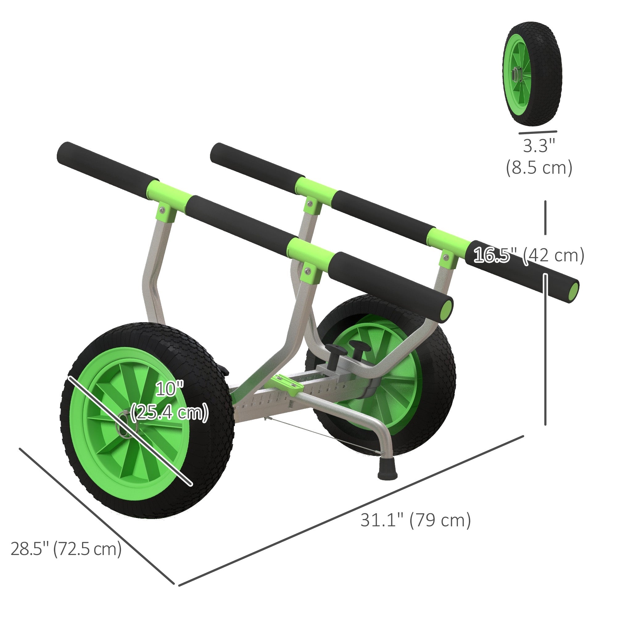 Soozier Kayak Cart Dolly with Adjustable Width and Flat-Free Wheels, Aluminum Frame, for Kayaks, Canoes, Paddleboards 
