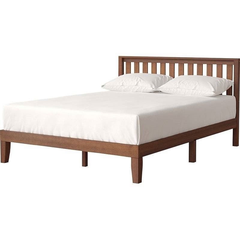 King size Solid Wood Platform Bed Frame with Headboard in Espresso Finish - Free Shipping